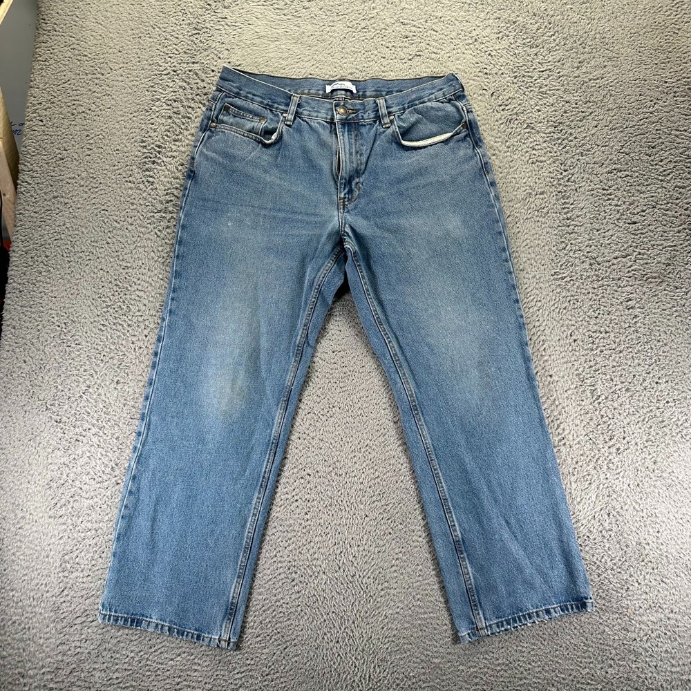 Blue Mountain Jeans Mens 36x30‎ Blue Cotton Denim Straight Leg Faded Workwear